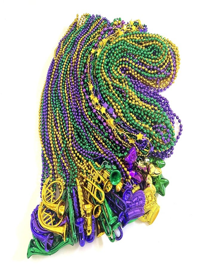 GZYSSL 96 Pcs With 10 Styles Mardi Gras Beads Necklaces Gold Purple Green Parade Party Throw Beads Mardi Gras Party Parade Decorations - Image 2